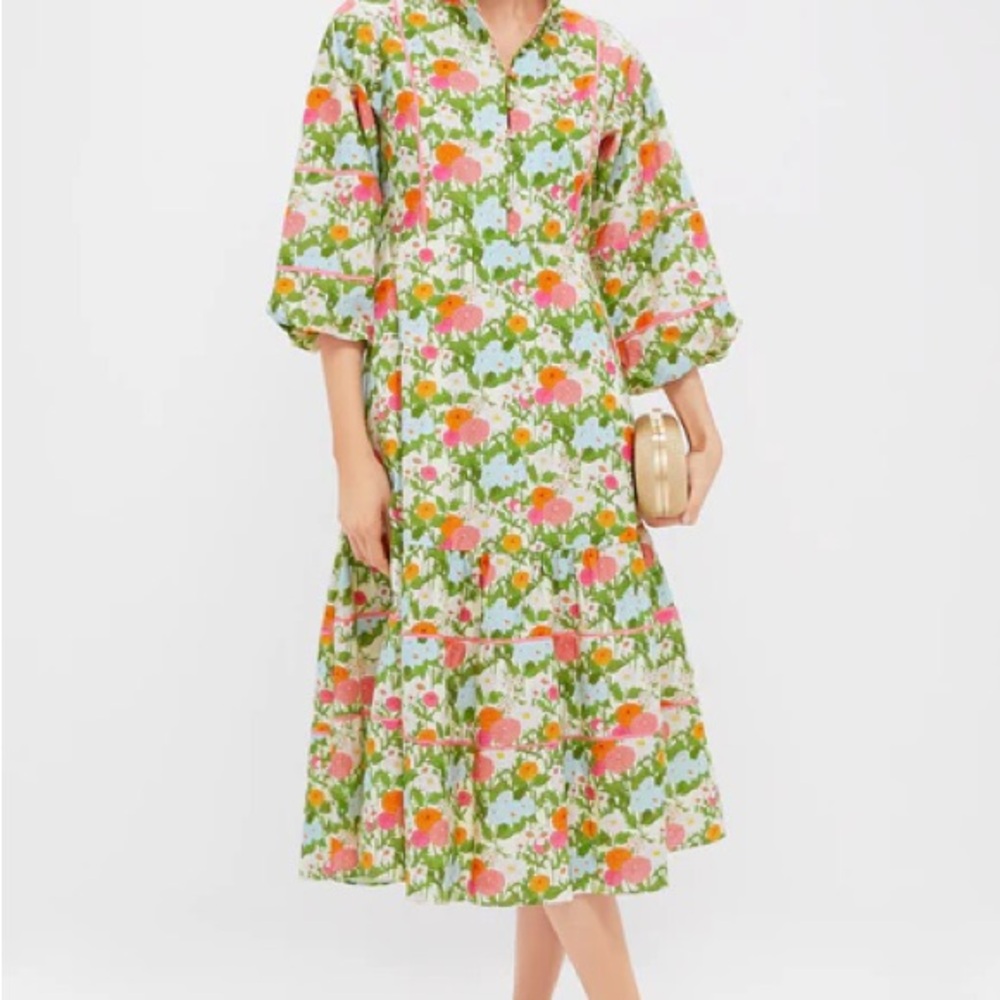 TUCKERNUCK Multi Green Begonia Floral Hillsborough Midi Dress - Picture 4 of 4